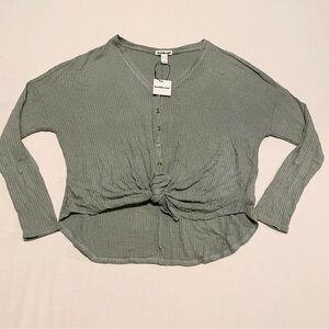 Charlotte Russe Womens Button Up Tie Up Long Sleeve Top Size XL